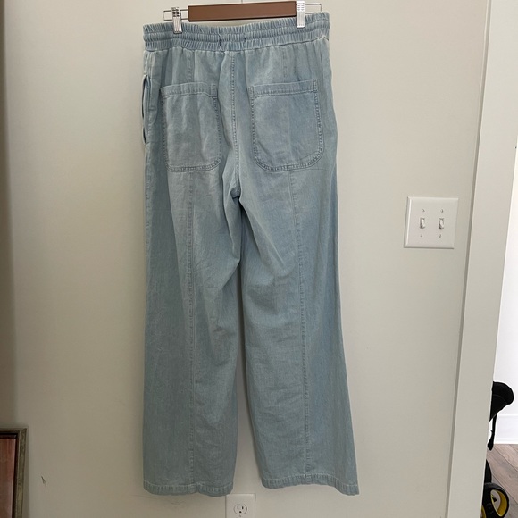 We The Free Wide Leg White Washed Cotton Pants with Elastic Waist - Picture 2 of 3